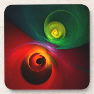 Red Green Yin Yang Modernes Abstraktes Kunstmuster Getränkeuntersetzer