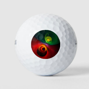 Red Green Yin Yang Modernes Abstraktes Kunstmuster Golfball