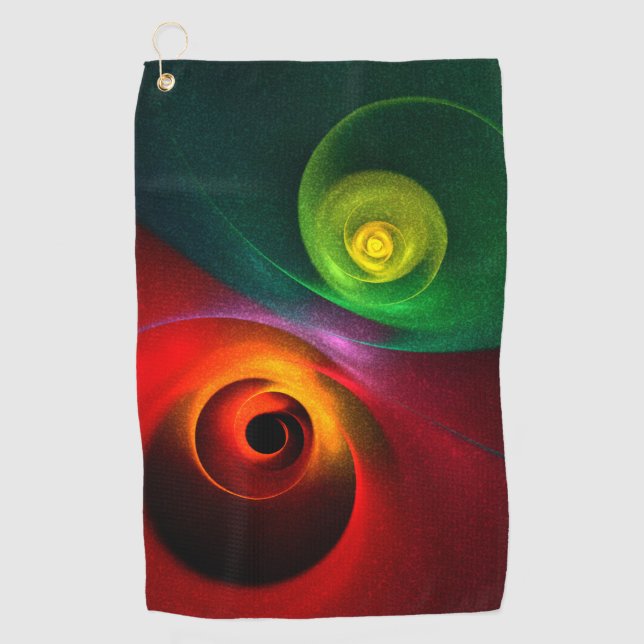 Red Green Yin Yang Modernes Abstraktes Kunstmuster Golfhandtuch (Vorderseite)