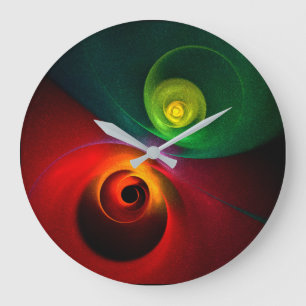 Red Green Yin Yang Modernes Abstraktes Kunstmuster Große Wanduhr
