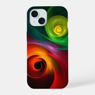 Red Green Yin Yang Modernes Abstraktes Kunstmuster iPhone 15 Hülle