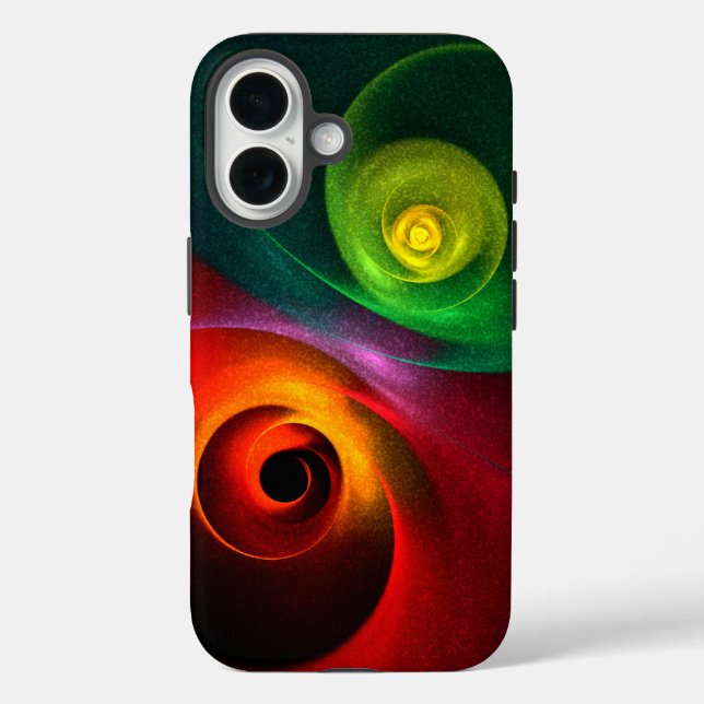 Red Green Yin Yang Modernes Abstraktes Kunstmuster iPhone 16 Hülle (Rückseite)