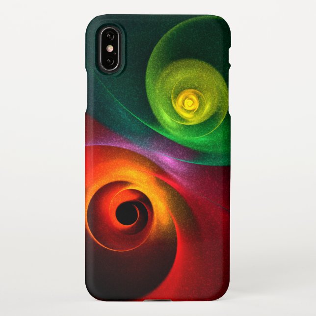 Red Green Yin Yang Modernes Abstraktes Kunstmuster iPhone Hülle (Rückseite)