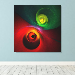 Red Green Yin Yang Modernes Abstraktes Kunstmuster Leinwanddruck