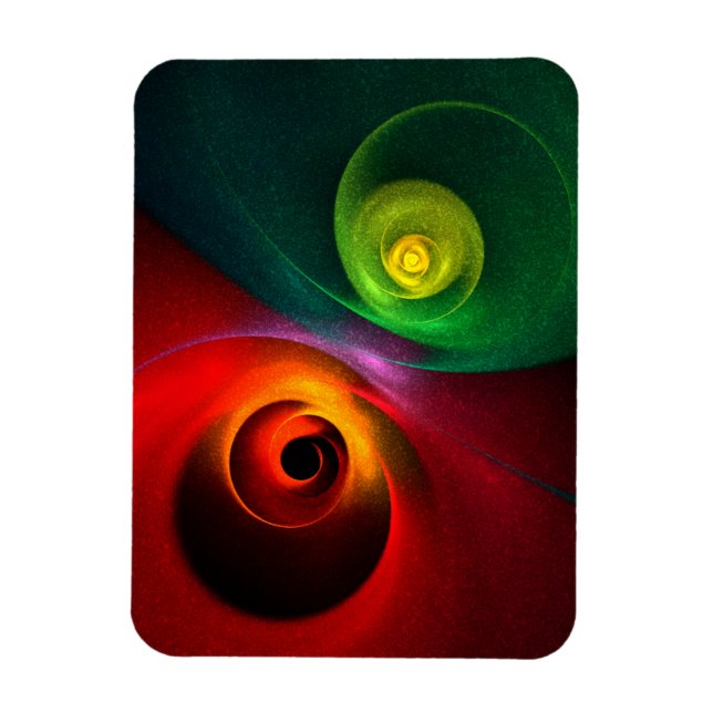 Red Green Yin Yang Modernes Abstraktes Kunstmuster Magnet (Vertikal)