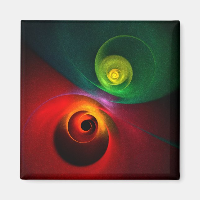 Red Green Yin Yang Modernes Abstraktes Kunstmuster Magnet (Vorne)