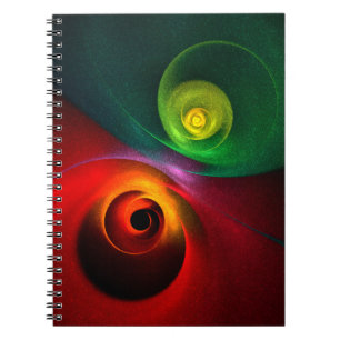 Red Green Yin Yang Modernes Abstraktes Kunstmuster Notizblock