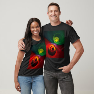Red Green Yin Yang Modernes Abstraktes Kunstmuster T-Shirt