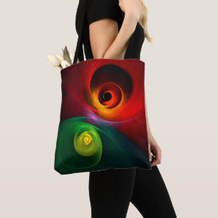 Red Green Yin Yang Modernes Abstraktes Kunstmuster Tasche