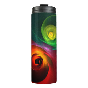 Red Green Yin Yang Modernes Abstraktes Kunstmuster Thermosbecher