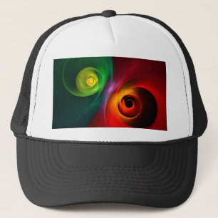Red Green Yin Yang Modernes Abstraktes Kunstmuster Truckerkappe