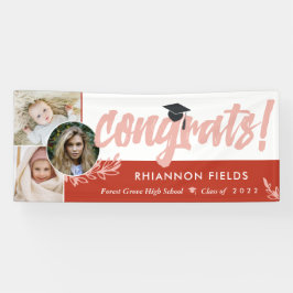 Red Greenery Overlapping Fotos Glückwunsch Graduat Banner