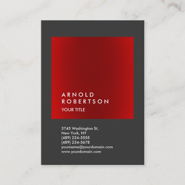 Red Grey Grand Carte de visite professionnel tenda (Devant)