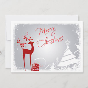 Red, Grey Joyeux Noël Arbres et Carte photo de cer