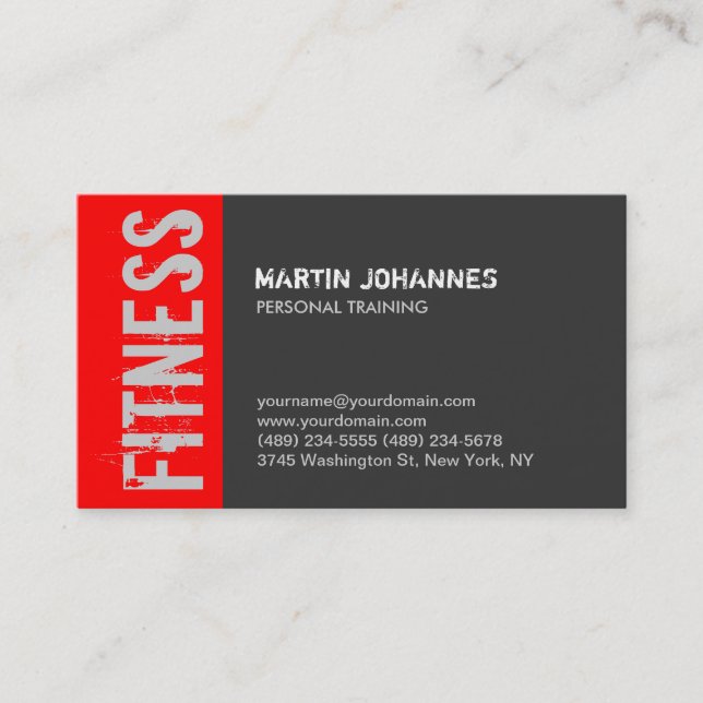 Red Grey Trainer Fitness Carte de visite moderne (Devant)