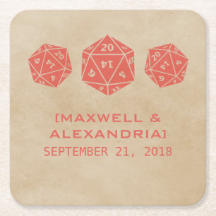 Red Grunge D20 Dice Gamer Paper-Untersetzer Rechteckiger Pappuntersetzer