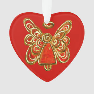 Red Guardian Angel Art Noël Pendentif Ornement
