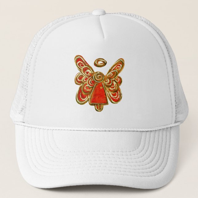 Red Guardian Angel Custom Art Hat oder Cap Truckerkappe (Vorderseite)