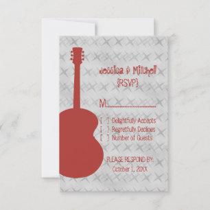 Red Guitar Grunge Response Card RSVP Karte