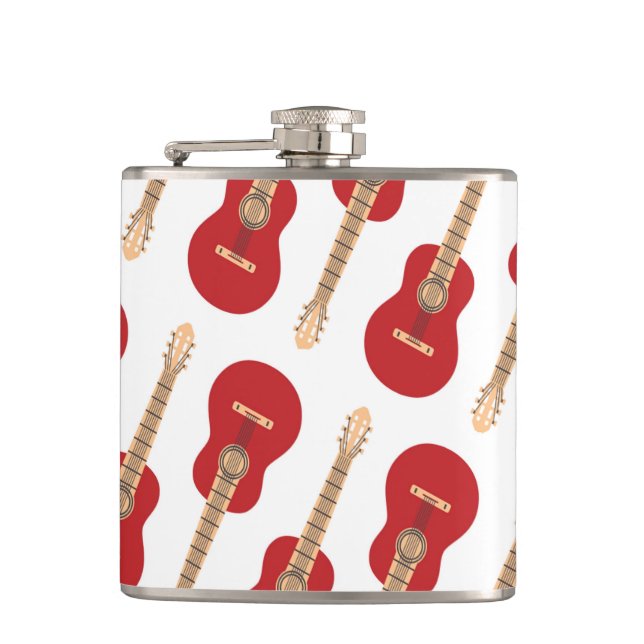 Red Guitar Pattern Flachmann (Vorderseite)