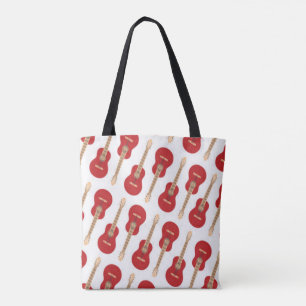 Red Guitar Pattern Tote Bag Tasche