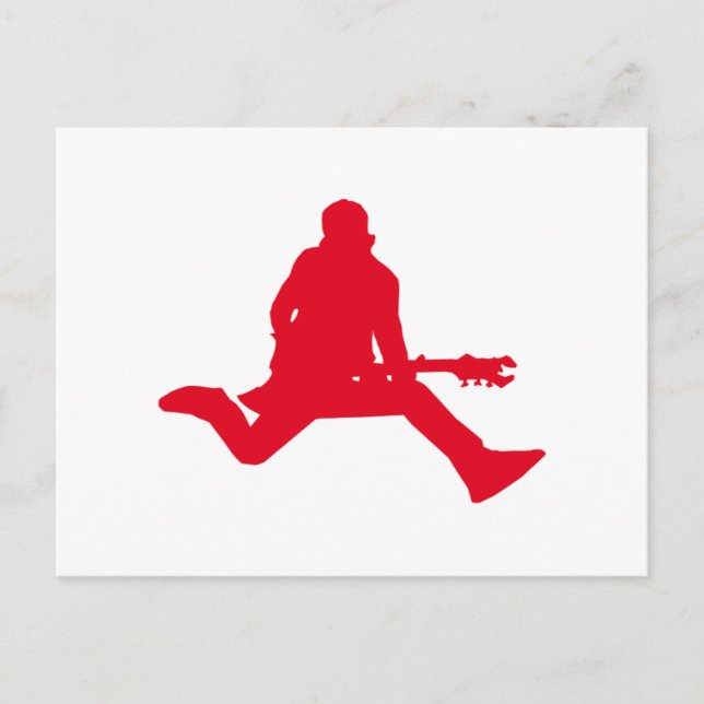 Red Guitar Player Silhouette Postkarte (Vorderseite)