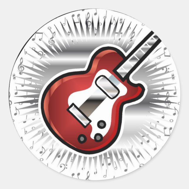 Red Guitar Runder Aufkleber (Vorderseite)