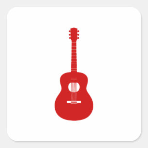 Red Guitar Sticker - Music Lover Acoustic Electric