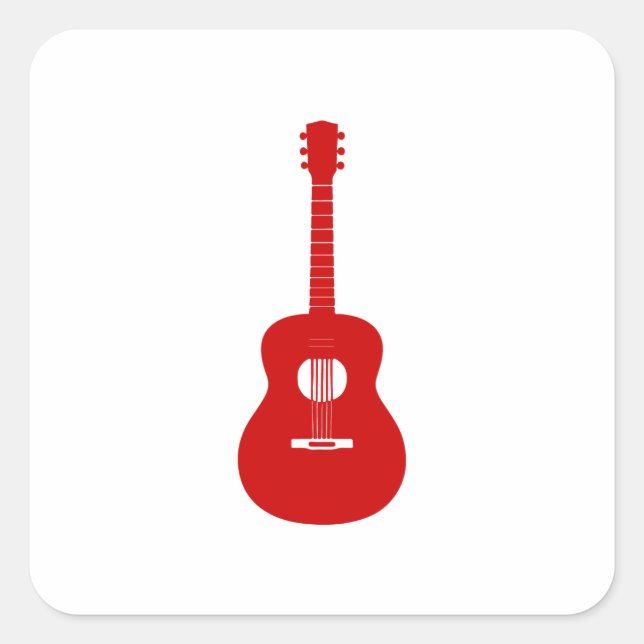 Red Guitar Sticker - Music Lover Acoustic Electric (Vorderseite)