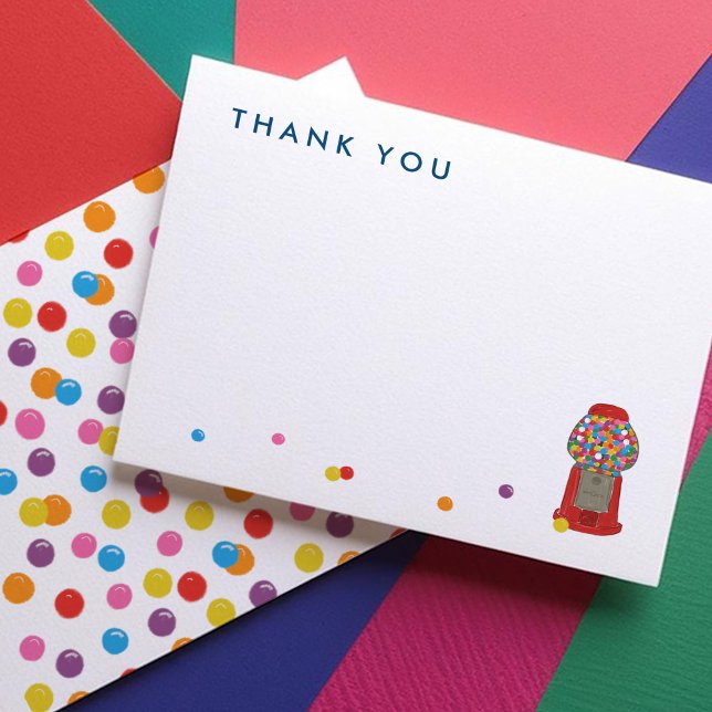 Red Gumball Machine Bonbons Kaugummi Danke Mitteilungskarte (Red Gumball Machine Candy Bubble Gum Thank You Note Cards)