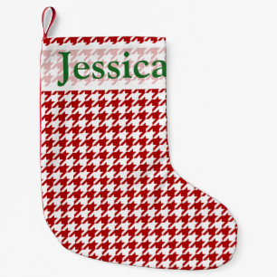 Red Hahnentrittmuster Custom Monogram Christmas St Kleiner Weihnachtsstrumpf
