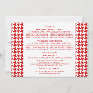 Red Hahnentrittmuster Information Card Einladung