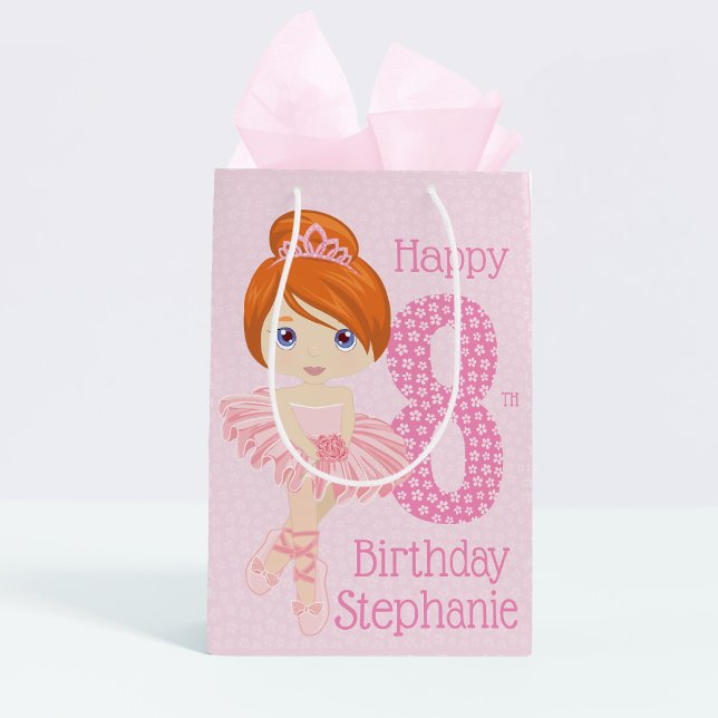 Red Hair Anniversaire Ballerina Medium Cadeau Sac (Créateur téléchargé)