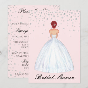 Red Hair Bride Illustration Diamond Brautparty Einladung