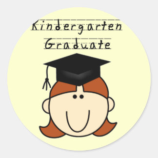 Red Hair Girl Kindergarten Runder Aufkleber