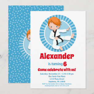 Red Hair Karate Judo Boys Invitation Anniversaire