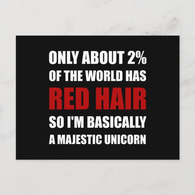 Red Hair Majestic Unicorn Postkarte (Vorderseite)