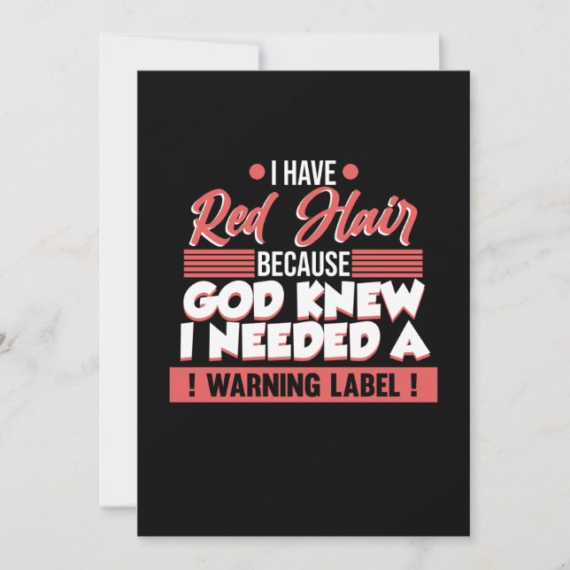 Red Hair My Warning Label Niedlich Redhead Girls F Dankeskarte (Vorderseite)