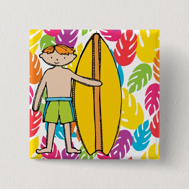 Red Hair Surfer Boy Button (Vorderseite)