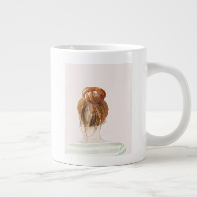 Red Hair Top Knot Bun Jumbo-Tasse (Rechts)
