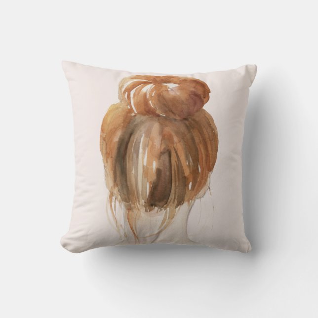 Red Hair Top Knot Bun Kissen (Vorderseite)