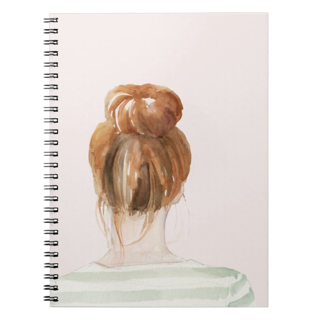 Red Hair Top Knot Bun Notizblock (Vorderseite)