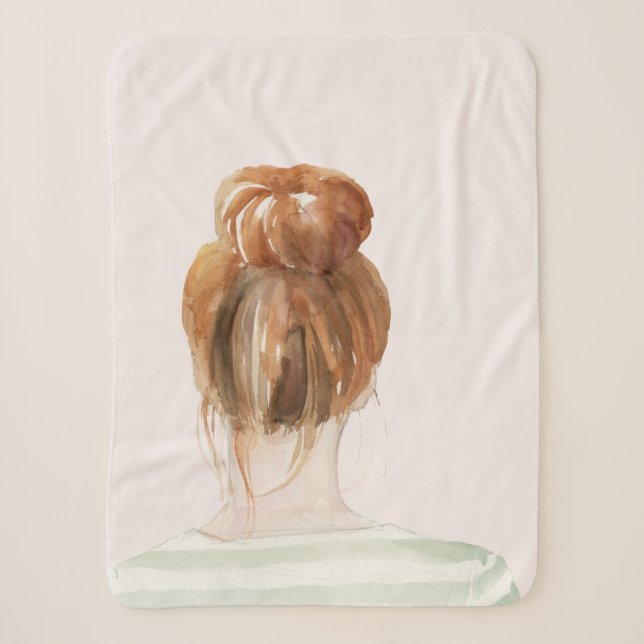 Red Hair Top Knot Bun Sherpadecke (Vorderseite)
