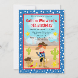 Red Haired Cowboy Western Kindergeburtstag Einladung