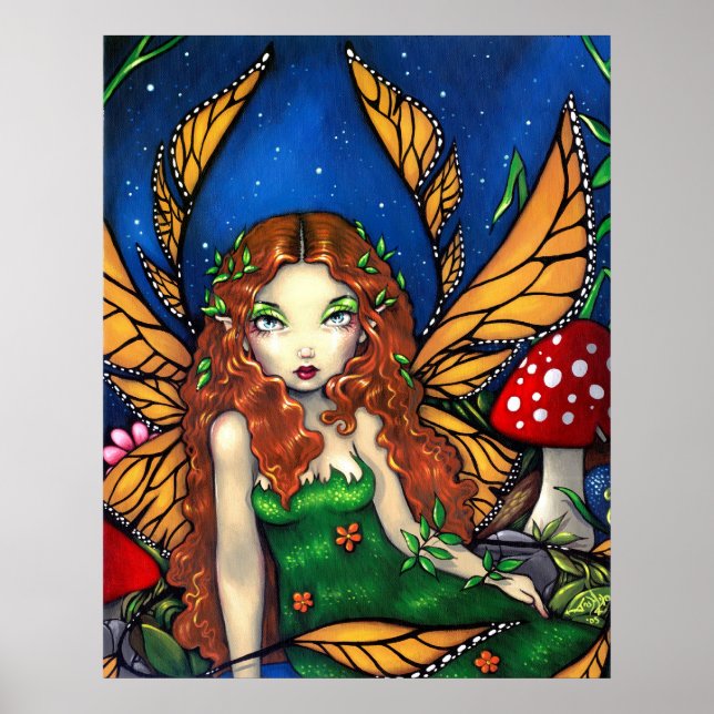 Red Haired Fairy Queen ART DRINT Poster (Vorne)