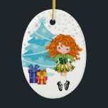 Red Haired Irish Dancer Winter Christmas Keramik Ornament<br><div class="desc">This Dance Themed Holiday Christmas ornament feature hat redheaded Irish dancer in a green and gold solo dress dancing in a winter wonderland complete with snow,  in Christmas tree and ohrfeigen gekocht. Personalize the back of the ornament with a name and year!</div>
