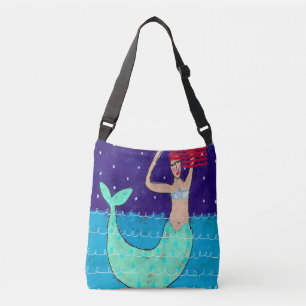 Red Haired Mermaid Beach Bag Tragetaschen Mit Langen Trägern