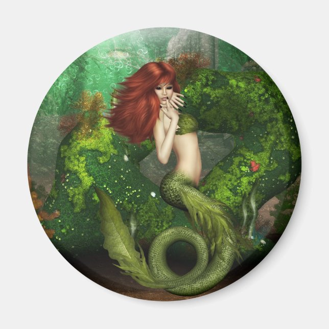 Red Haired Mermaid Magnet (Vorne)