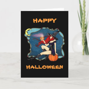 Red-haired Witch Halloween Karte