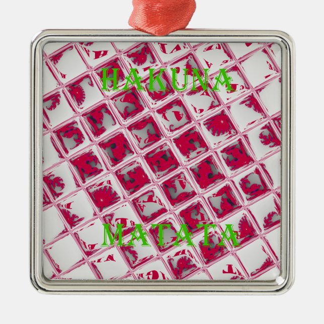 Red Hakuna Matata Style Ornament Aus Metall (Vorne)